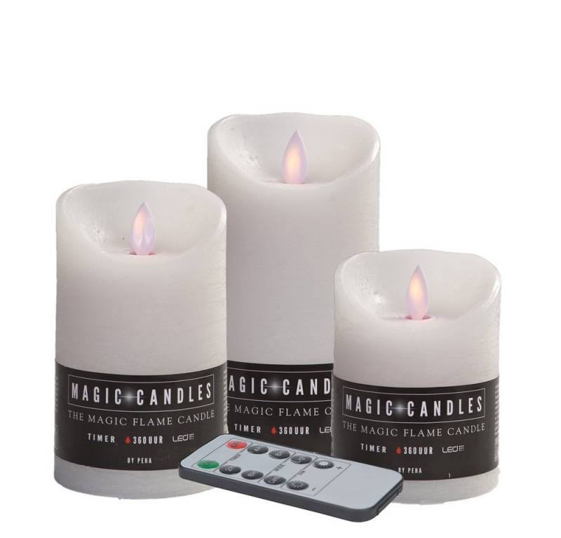 BY PEHA LED-Kerze MB-20104 3er LED Echtwachskerzen weiss FB Timer Dimmer Flackermodus von BY PEHA