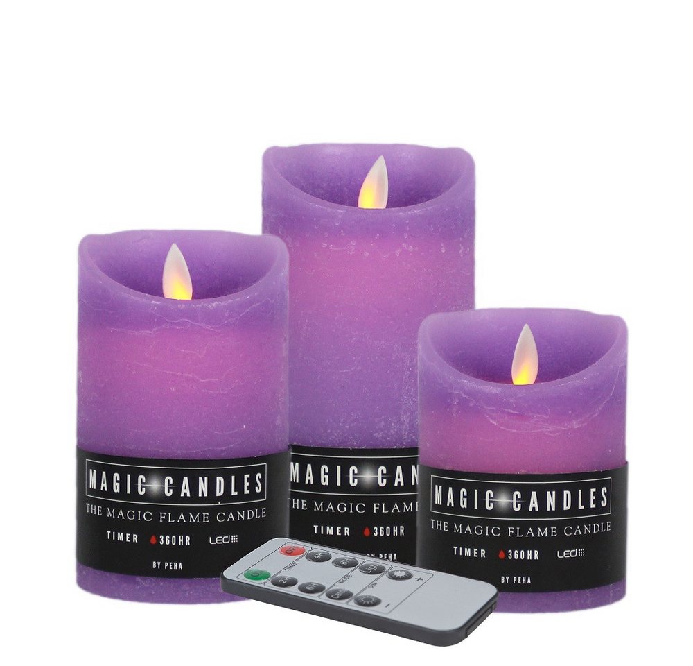 BY PEHA LED-Kerze MB-20184 3er LED Echtwachskerzen lavendel FB Timer Dimmer Flackermodus BY PEHA LED-Kerze MB-20184 3er LED Echtwachskerzen lavendel FB Timer Dimmer Flackermodus von BY PEHA