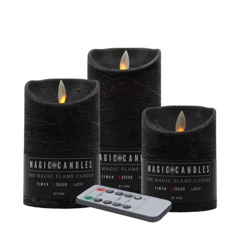 BY PEHA LED-Kerze MB-20234 3er LED Echtwachskerze anthrazit FB Timer Dimmer Flackermodus von BY PEHA