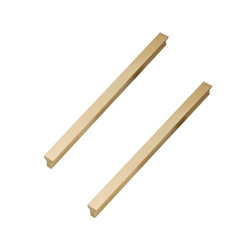 BYALORTEX Griffe für Schränke, 2 Stück Schrankgriffe aus massivem Messing, goldfarben, 32–850 mm, Lochabstand 17 x 12 mm(Hole spacing:672mm/26.5in) von BYALORTEX