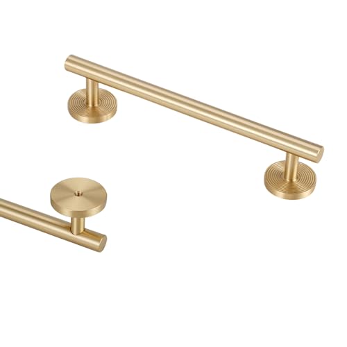 BYALORTEX Griffe für Schränke, Schrankgriffe aus massivem Messing, goldfarben, gebürstete Oberfläche, Bogengriffe, Lochmitten 96–480 mm, 2 Stück(Hole spacing: 128mm/5in) von BYALORTEX