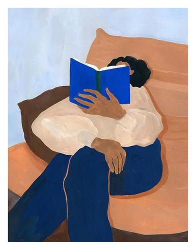 BYAMBD Leinwandbilder Kunstdruck Abstrakte Nordische Figur Linien Mädchen Lesebuch Poster Kein Rahmen Drucke Wand Kunst Leinwand Bild Home Room Decor(I,20x30cm) von BYAMBD