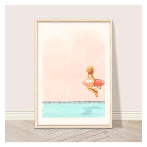 BYAMBD Leinwandbilder Kunstdruck Cooles Sommer-Wassersport-Schwimmen Im Pool-Poster, Ohne Rahmen, Girly Holiday, Leinwandbild, Wandkunst Für Heimdekoration(B,40x60cm) von BYAMBD