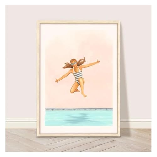BYAMBD Leinwandbilder Kunstdruck Cooles Sommer-Wassersport-Schwimmen Im Pool-Poster, Ohne Rahmen, Girly Holiday, Leinwandbild, Wandkunst Für Heimdekoration(EIN,50x70cm) von BYAMBD