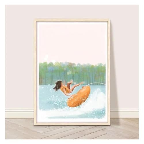 BYAMBD Leinwandbilder Kunstdruck Cooles Sommer-Wassersport-Schwimmen Im Pool-Poster, Ohne Rahmen, Girly Holiday, Leinwandbild, Wandkunst Für Heimdekoration(H,40x60cm) von BYAMBD