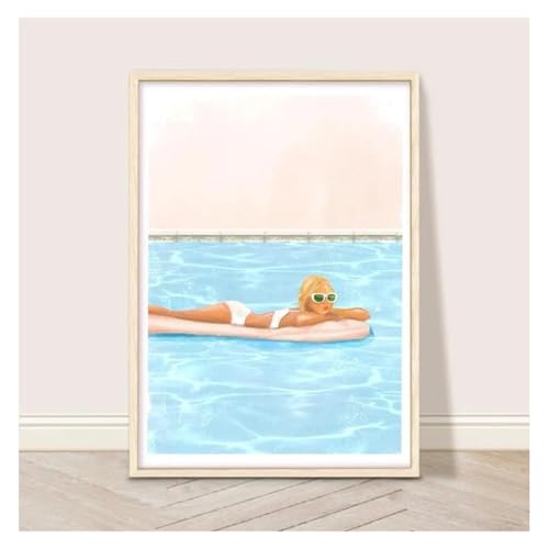 BYAMBD Leinwandbilder Kunstdruck Cooles Sommer-Wassersport-Schwimmen Im Pool-Poster, Ohne Rahmen, Girly Holiday, Leinwandbild, Wandkunst Für Heimdekoration(O,30x40cm) von BYAMBD