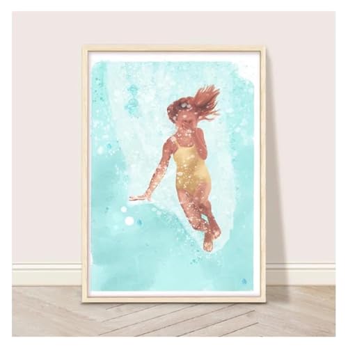 BYAMBD Leinwandbilder Kunstdruck Cooles Sommer-Wassersport-Schwimmen Im Pool-Poster, Ohne Rahmen, Girly Holiday, Leinwandbild, Wandkunst Für Heimdekoration(X,20x30cm) von BYAMBD