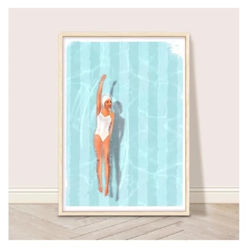 BYAMBD Leinwandbilder Kunstdruck Cooles Sommer-Wassersport-Schwimmen Im Pool-Poster, Ohne Rahmen, Girly Holiday, Leinwandbild, Wandkunst Für Heimdekoration(Y,20x30cm) von BYAMBD