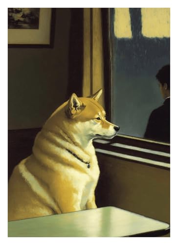 BYAMBD Leinwandbilder Kunstdruck Dackel Husky Pudel Shiba Inu Poster Leinwand Malerei Antike Hund Wand Kunst Bild Wohnzimmer Bauernhaus Wohnkultur(G,50x70cm) von BYAMBD