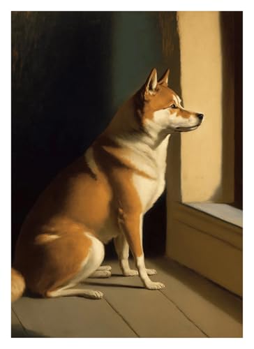 BYAMBD Leinwandbilder Kunstdruck Dackel Husky Pudel Shiba Inu Poster Leinwand Malerei Antike Hund Wand Kunst Bild Wohnzimmer Bauernhaus Wohnkultur(M,30x40cm) von BYAMBD