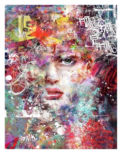BYAMBD Leinwandbilder Kunstdruck Moderne Pop-Wand-Kunst-Poster Ohne Rahmen Abstrakte Frau Gesicht Graffiti Leinwand Malerei Drucke Bild Home Decoration(EIN,20x30cm) von BYAMBD