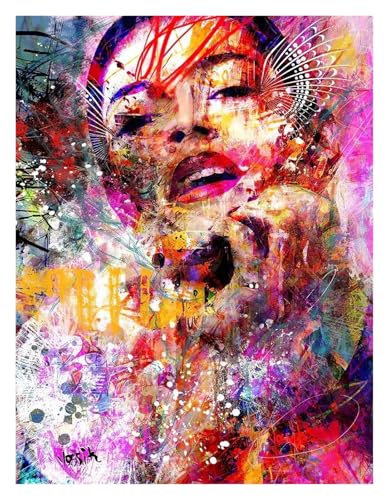 BYAMBD Leinwandbilder Kunstdruck Moderne Pop-Wand-Kunst-Poster Ohne Rahmen Abstrakte Frau Gesicht Graffiti Leinwand Malerei Drucke Bild Home Decoration(F,30x40cm) von BYAMBD