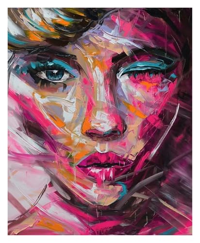 BYAMBD Leinwandbilder Kunstdruck Moderne Pop-Wand-Kunst-Poster Ohne Rahmen Abstrakte Frau Gesicht Graffiti Leinwand Malerei Drucke Bild Home Decoration(M,30x40cm) von BYAMBD