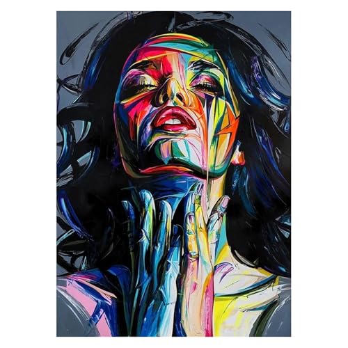 BYAMBD Leinwandbilder Kunstdruck Moderne Pop-Wand-Kunst-Poster Ohne Rahmen Abstrakte Frau Gesicht Graffiti Leinwand Malerei Drucke Bild Home Decoration(P,40x60cm) von BYAMBD