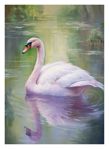 BYAMBD Leinwandbilder Kunstdruck Vintage Schwarzer Schwan Weißer Schwan Und Entlein Poster Leinwand Malerei Wand Kunst Bild Wohnzimmer Bauernhaus Wohnkultur(E,40X50cm) von BYAMBD