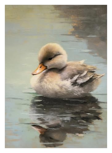 BYAMBD Leinwandbilder Kunstdruck Vintage Schwarzer Schwan Weißer Schwan Und Entlein Poster Leinwand Malerei Wand Kunst Bild Wohnzimmer Bauernhaus Wohnkultur(I,30x40cm) von BYAMBD