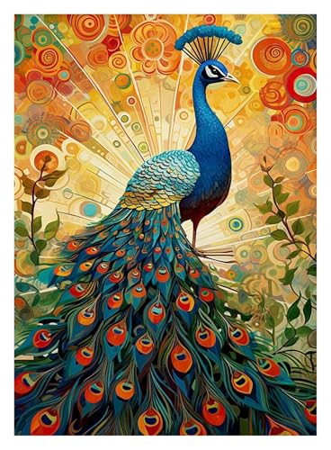 Leinwandbilder Kunstdruck Buntes Pfauenhirsch-Poster, Boho, Leuchtendes, Lebendiges Tier-Leinwandgemälde, Ästhetisches Wandbild Für Wohnzimmer, Heimdekoration(C,30x40cm) von BYAMBD