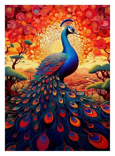 Leinwandbilder Kunstdruck Buntes Pfauenhirsch-Poster, Boho, Leuchtendes, Lebendiges Tier-Leinwandgemälde, Ästhetisches Wandbild Für Wohnzimmer, Heimdekoration(G,30x40cm) von BYAMBD