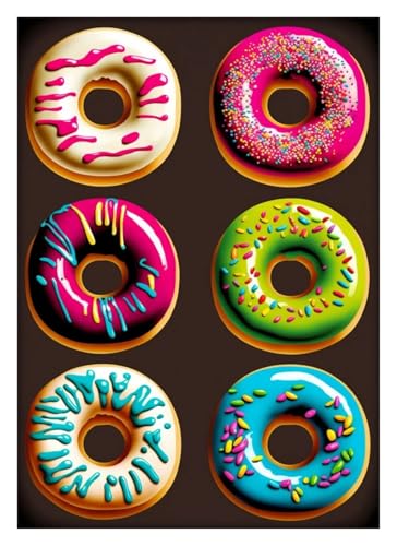 Leinwandbilder Kunstdruck Donut Und Vintage EIS Poster Leinwand Malerei Moderne Dessert Wand Kunst Bilder Einzigartige Küche Wohnkultur Essen Liebhaber(D,40X50cm) von BYAMBD