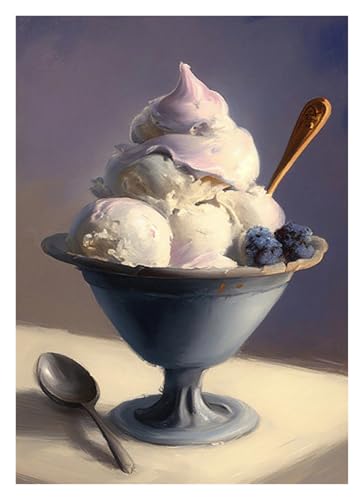 Leinwandbilder Kunstdruck Donut Und Vintage EIS Poster Leinwand Malerei Moderne Dessert Wand Kunst Bilder Einzigartige Küche Wohnkultur Essen Liebhaber(K,40x60cm) von BYAMBD