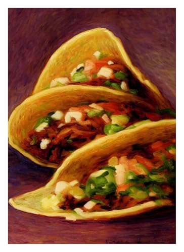 Leinwandbilder Kunstdruck Vintage Taco Burger Sushi Pizza Poster Leinwand Malerei Wand Kunst Bilder Einzigartige Küche Restaurant Home Decor Essen Liebhaber(H,40X50cm) von BYAMBD