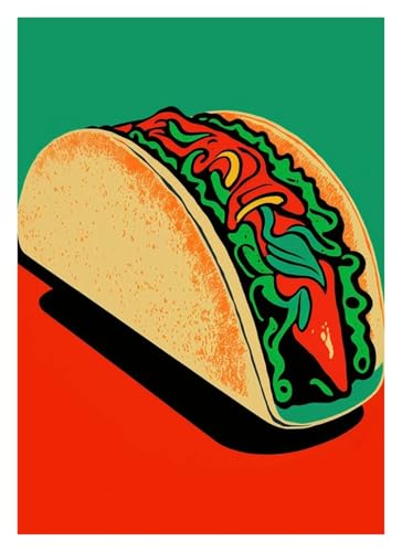 Leinwandbilder Kunstdruck Vintage Taco Burger Sushi Pizza Poster Leinwand Malerei Wand Kunst Bilder Einzigartige Küche Restaurant Home Decor Essen Liebhaber(T,30x40cm) von BYAMBD