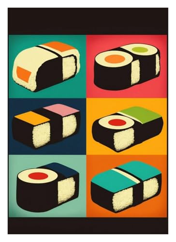 Leinwandbilder Kunstdruck Vintage Taco Burger Sushi Pizza Poster Leinwand Malerei Wand Kunst Bilder Einzigartige Küche Restaurant Home Decor Essen Liebhaber(W,30x40cm) von BYAMBD