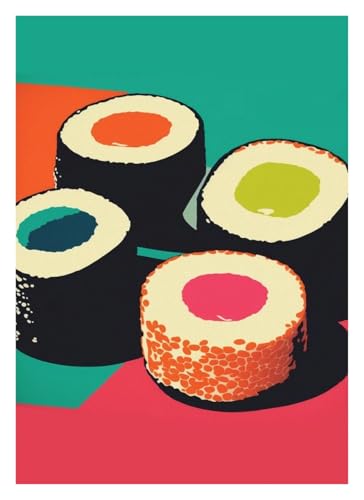 Leinwandbilder Kunstdruck Vintage Taco Burger Sushi Pizza Poster Leinwand Malerei Wand Kunst Bilder Einzigartige Küche Restaurant Home Decor Essen Liebhaber(X,30x40cm) von BYAMBD