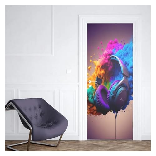 Türtapete Selbstklebend Neon Punk Game Door Aufkleber Splash Ink Gamepad Wallpaper Gaming Murals 3D Wasserdicht Selbstklebend(E,40x120cm) von BYAMBD