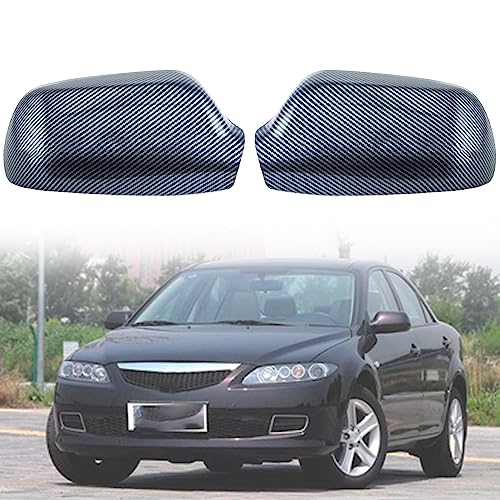 BYBEST Rückspiegel Spiegelkappen für Mazda 2/3/6 2002 2003 2007 2008 2009 Demio BK GG, Seitenspiegel Abdeckung Rückspiegelkappe Spiegelabdeckung Ersatz, Carbon Texture-1 Pair von BYBEST