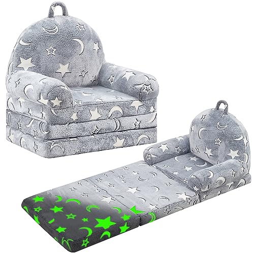 BYBYME Klappbarer Kinderstuhl – Faltbarer Kleinkindstuhl für 1–3 Jahre alte Kinder – Klappsofa Bett Niedlicher Couch-Sessel für Spielzimmer Schlafzimmer (Mondstern) von BYBYME