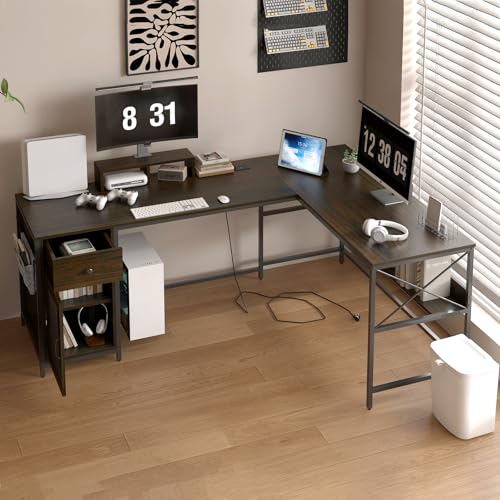 BYCCZMGAD L-förmiger Gaming-Schreibtisch mit Aufbewahrungsschrank und Regal, Computertisch, Bürotisch, Schreibtisch, Arbeitsplatz für Studium, Spielen, Arbeit, Zuhause, Büro BYCCZMGAD L-förmiger Gaming-Schreibtisch mit Aufbewahrungsschrank und Regal, Computertisch, Bürotisch, Schreibtisch, Arbeitsplatz für Studium, Spielen, Arbeit, Zuhause, Büro von BYCCZMGAD