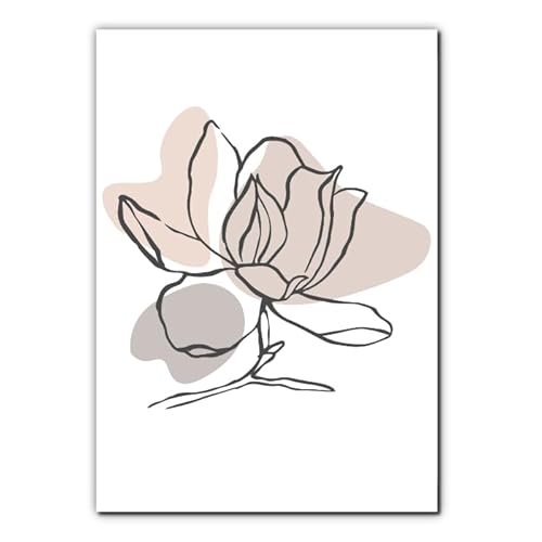 Magnolienblüte Poster Wandposter für Wohnzimmer, Flur, Badezimmer, Poster für Kosmetikstudio, Wanddeko Boho-Stil Pflanzen A2 von BYCOLOR