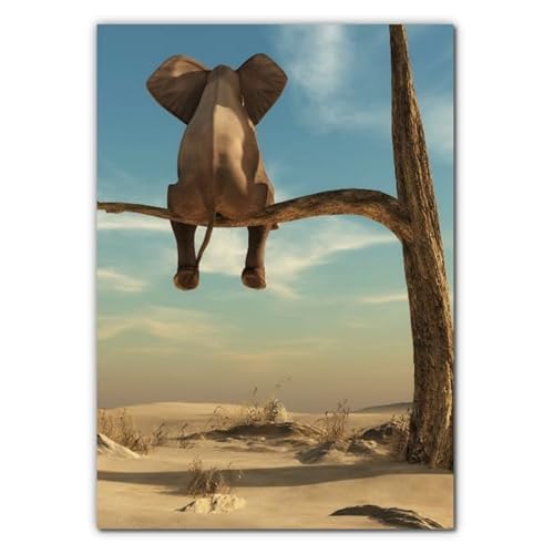 Surreal Poster Elefant Moderne Wandposter Wanddekoration Schlafzimmer Poster Wohnzimmer Wohnzimmer Poster Wohnzimmer Wohnzimmer Poster Flur Deko Plakat Geschenk Bild ohne Rahmen A3 von BYCOLOR