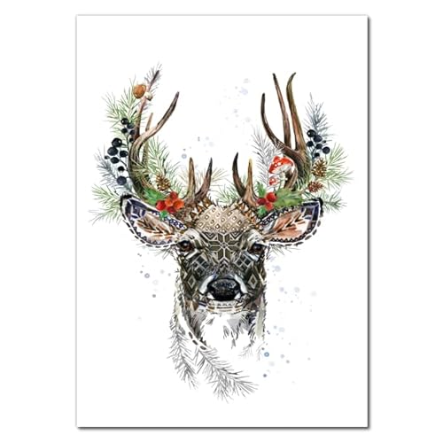 Waldposter Hirsch Modern Wandposter Wanddeko Wohnzimmer Deko Hirsch Poster Flurposter Geschenkbild ohne Rahmen A3 von BYCOLOR