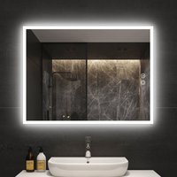 Byecold - Badspiegel mit Beleuchtung, led Badezimmerspiegel 80x60CM, Wandspiegel Bad Spiegel mit Touchschalter, Beschlagfrei Dimmbar Warmweiß Kaltwei von BYECOLD