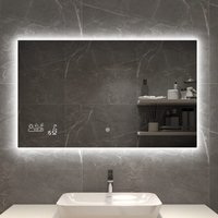 Byecold - led Badspiegel Antibeschlag 100x60CM, Beschlagfreier Badezimmerspiegel mit Touchschalter, Wandspiegel Lichtspiegel mit Datum, Smart Mirror von BYECOLD