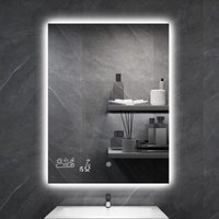 Byecold - led Badspiegel Antibeschlag 60x80CM, Badezimmerspiegel Wandspiegel Lichtspiegel mit Touchschalter, WiFi Wetterstation & Datum, Smart von BYECOLD