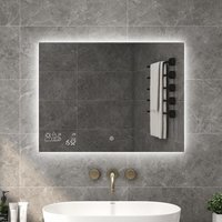Byecold - led Badspiegel Antibeschlag 80x60 cm, Badezimmerspiegel Wandspiegel Lichtspiegel mit Touchschalter, WiFi Wetterstation & Datum, Smart von BYECOLD