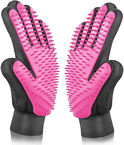 BYETOO Haustier Fellpflege Handschuh Katze Hund,2 Stück Massagehandschuh Fellpflege Handschuh für Kurzhaar und Langhaar, Fellpflegehandschuh,Katzen Hunde Bürsten(Linke Hand und rechte Hand) von BYETOO