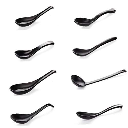 8 PCS Suppenlöffel Black Matte Schöpflöffel aus Kunststoff japanischer Art Melamin Geschirr Anti-Fall-Schildkröte Shell Shaped Löffel (Random-Stil) von BYFRI