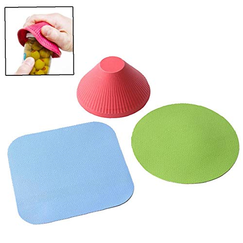 BYFRI 3 Stück/Set Multifunktionsgummi Jar Gripper Pads Anti-rutsch-Deckel Einmachglas Grip Pad Flaschenöffner (zufällige Farben) von BYFRI