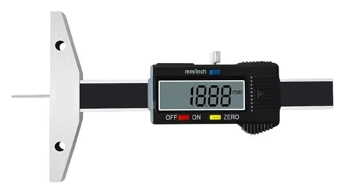 Messschieber mit elektronischer Digitalanzeige, feines Tiefenmessgerät kleiner Bohrung, rundes Loch, Lineal zur Messung der Tiefe von Hobelnuten(0-200mmflathead) von BYINGS