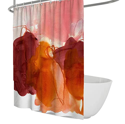 BYJING Art Orange Duschvorhang Aquarell Duschvorhang für Badezimmer mit Haken Polyester Stoff Duschvorhang Moderne Abstrakte Heimdekoration 150x200cm von BYJING Art