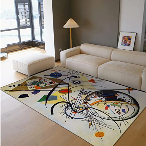 BYJING Art Wassily Kandinsky Kunstwerk Bereich Teppich Beige Innenteppich abstrakt geometrische Figur Boden Teppich für Küche Badezimmer Wohnzimmer Schlafzimmer 70x120cm von BYJING Art