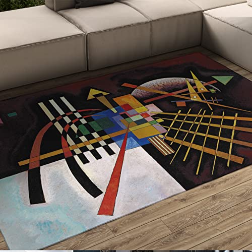 Wassily Kandinsky Artwork Area Teppich Abstrakte Linie Teppiche Impression Wohnzimmer Bereich Teppiche für Schlafzimmer Küche Rutschfester Teppich Braun -Rot 80x150cm von BYJING Art