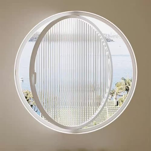 BYJSJY 360° Drehbares Rundfenster,Kellerfenster,Runde Fenster Dreh,Rahmen aus Aluminiumlegierung und gehärtetes Glasfenster,Küche Wohndeko Bullauge für Dachbodeneingang(White,60cm/23.6in) von BYJSJY