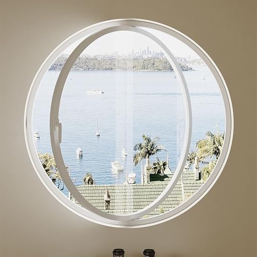 BYJSJY Runde Fenster,360° Drehbare Belüftung,Kellerfenster,Rundfenster Dreh,Rahmen Aus Aluminiumlegierung Und Gehärtetes Glasfenster,für Schlafzimmer Küche Bad Wohnzimmer(White,80cm/31.5in) von BYJSJY