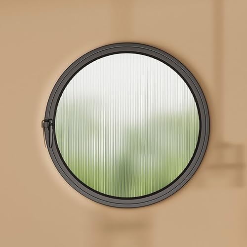 BYJSJY Rundfenster,Bullauge,Runde Fenster Schwarz,Aluminiumlegierung Eingebaut Ersatz 360° Drehbar Fenster Für Dachgeschoss Schlafzimmer Küche Trennwand(Black,40cm/15.7in) von BYJSJY