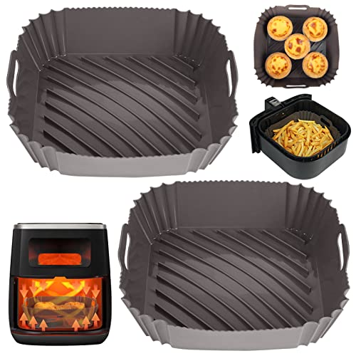 BYKITCHEN 2PCS Silikon Backform für Heißluftfritteuse, Größer 20 cm Silikonform für Air Fryer Zubehör für Cosori XXL/Ninja/Princess/Philips/Tefal von BYKITCHEN